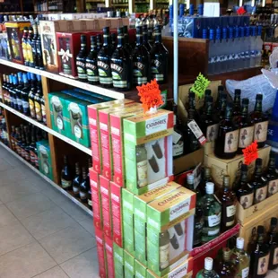 a variety of liquors