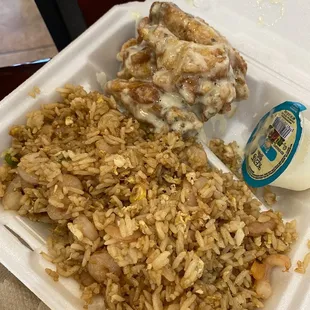 Fried rice with garlic Parmesan wings