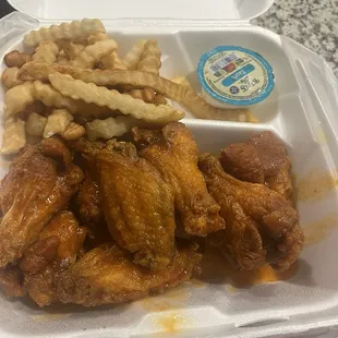 Medium buffalo wings and fries