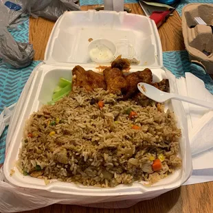 Fried rice and wings