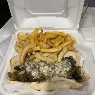 Philly cheesesteak and Fries