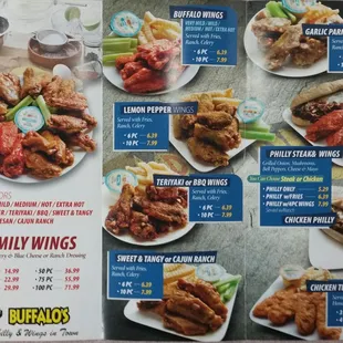 the menu for the restaurant