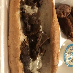 Smallest portion cheese steak I&apos;ve ever seen....and where is the cheese and why is the beef so dried out?