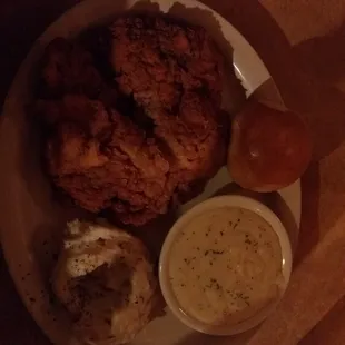Chicken fried steak and 1 side of garlic mashed potatoes  $9.49