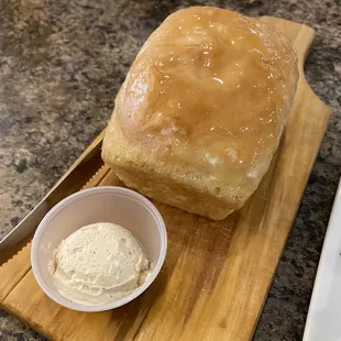 Fresh loaf of bread with cinnamon butter