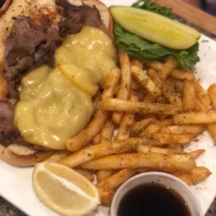 Shaved prime and Greek fries.