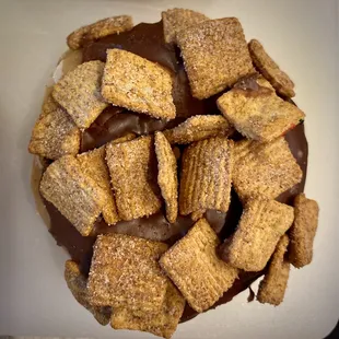 a chocolate covered donut