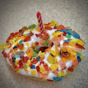 Fruity pebbles donut