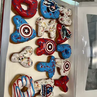 Captain America happy birthday donuts!