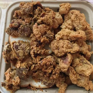a tray of fried food