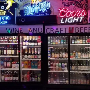 a display of cold wine and craft beer
