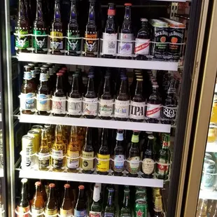a refrigerator full of drinks