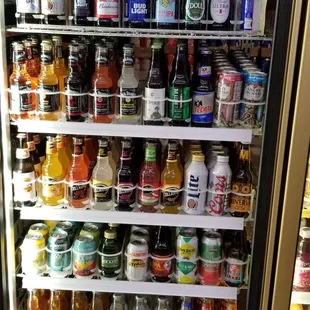 a refrigerator full of drinks