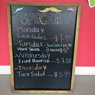 Daily Specials Board