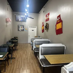 Clean and comfortable seating inside.