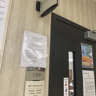 Specials for the day posted outside the door