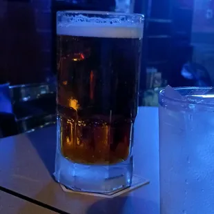 Octoberfest beer and water. That's a large.