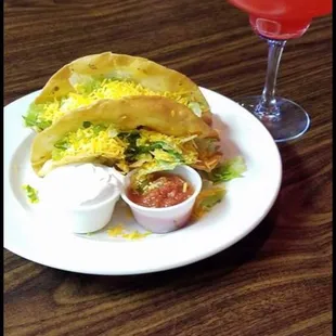 a plate of food and a drink