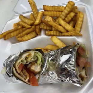 a sandwich and french fries