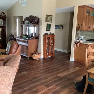 a living room and kitchen