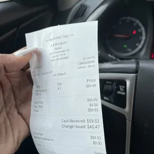 Receipt of what I was charged