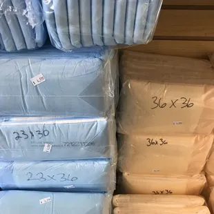 The blue ones are the smallest size they carry--$4.99 for ten liners.