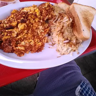 Chorizo with eggs breakfast