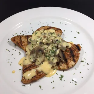 Mushroom Cream Sauce over Chicken Breast