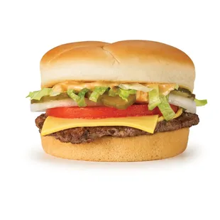 a cheeseburger on a bun