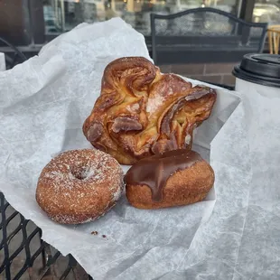 Tea cake, Cherry donut, chocolate glaze