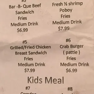 the menu for the restaurant