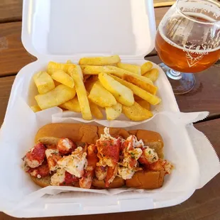 a hot dog and french fries