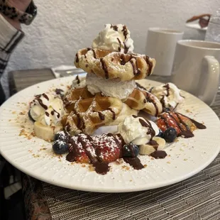 Belgium x3 with 3 different spreads. So tasty and Belgium are so good can even be eaten without a spread so that says how good they are.