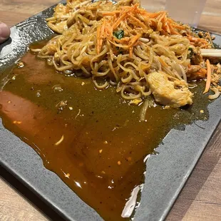 Pad Thai in way too much syrup Embarrassing
