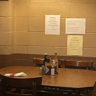 a table and chairs in a restaurant