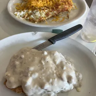 Chicken Fried Steak and hashbrowns