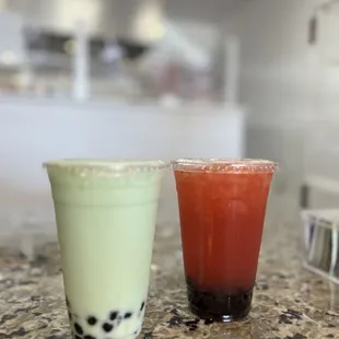 two drinks on a counter