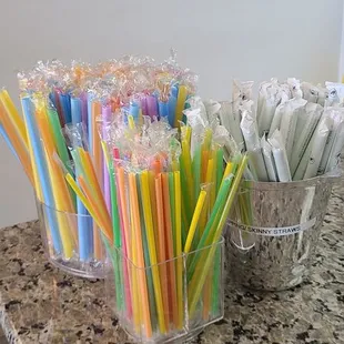 a variety of drinking straws