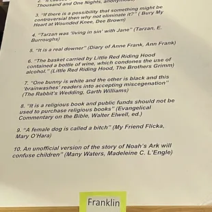 Oh the hilarious reasons for banning books....maybe we should stop thinking too!