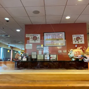  a woman serving food