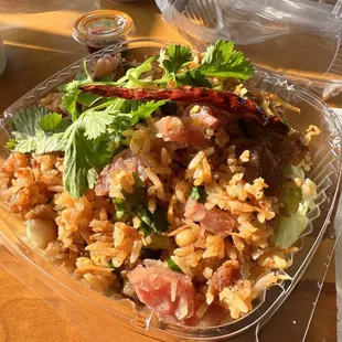 Crispy fried rice, wish it was served hot!