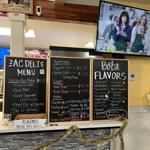 Menu boards inside