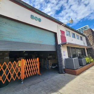 Outside - front entrance through warehouse  door
