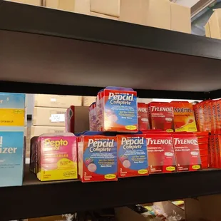 Over the counter medicine and hand sanitizer