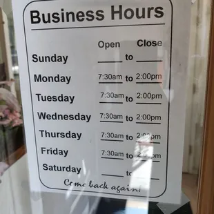 Hours of operation