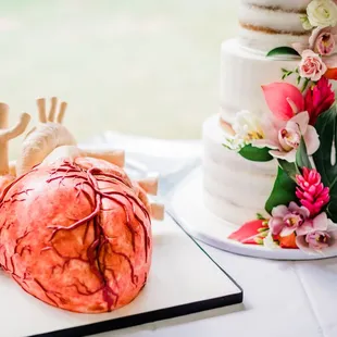 a human heart and a wedding cake