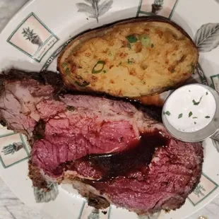 Prime rib with twice baked potato
