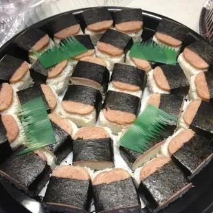 Spam musubi platter