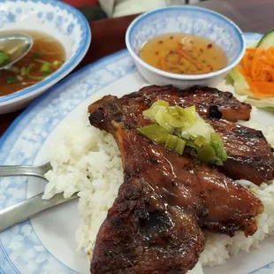 109. Com Suon Nuong, Grilled Pork Chop Rice Platter