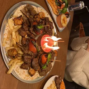 Acherry Mixed Grill, Salmon, Lamb Adana Kebab